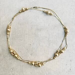 VTG Retro Art Deco Great Gadsby Avon Double Strand Beaded Gold Chain Necklace